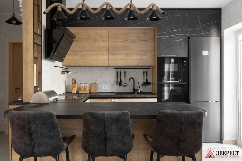 П-образная кухня под потолок "Риф"