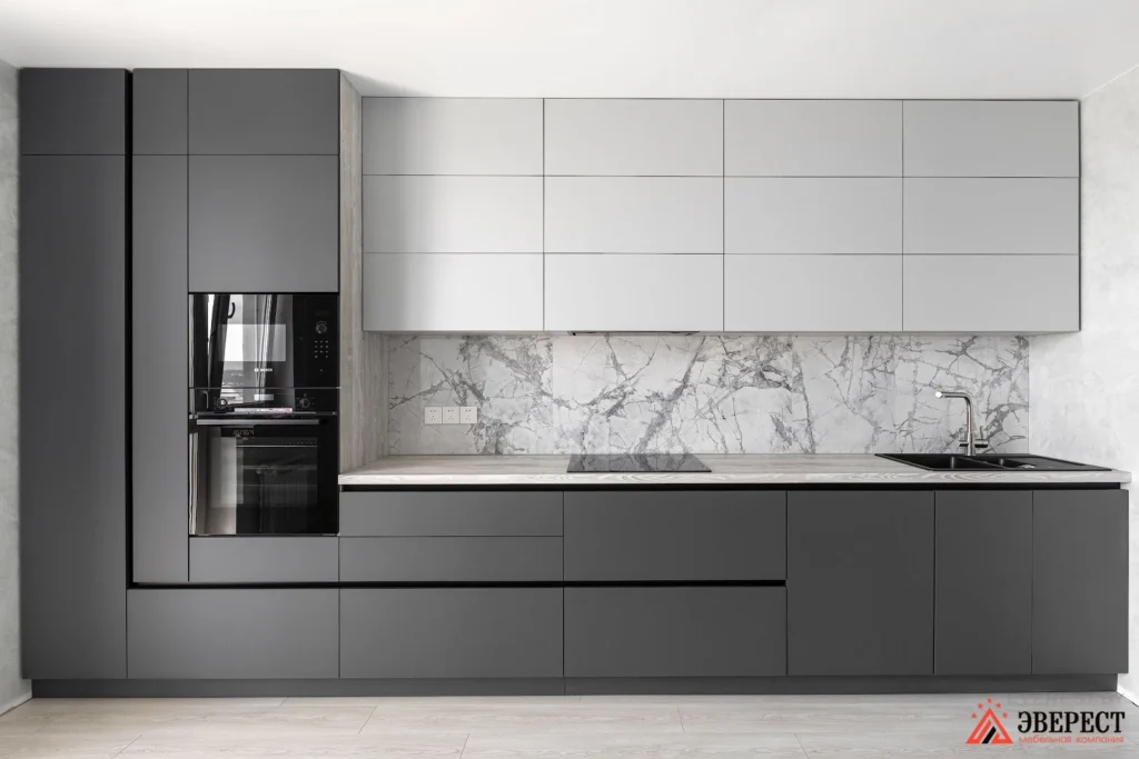 Линейная кухня под потолок "Рейн"