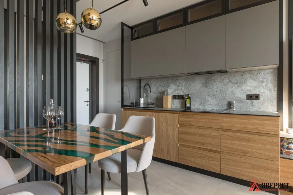 Кухня из шпона дуба и fenix NTM "Вольт"