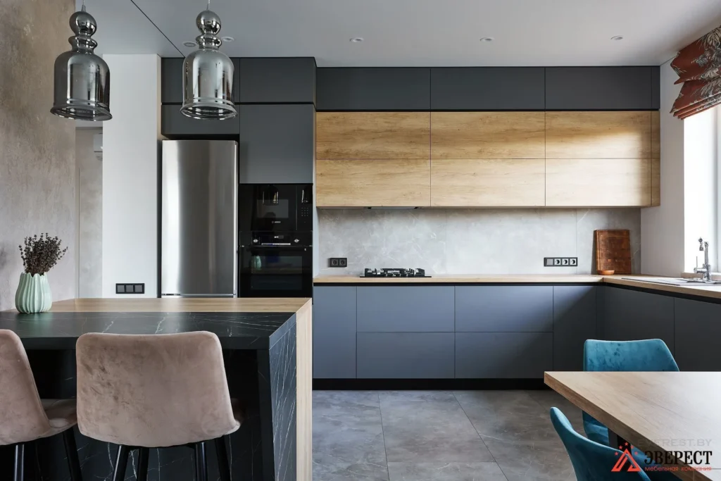 Угловая кухня с островом "Трио"