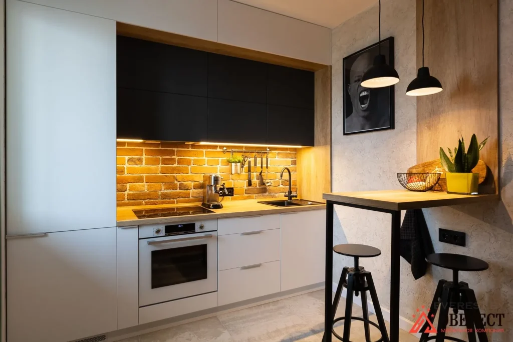 Кухня под потолок из акрила в стиле лофт «Соммер»