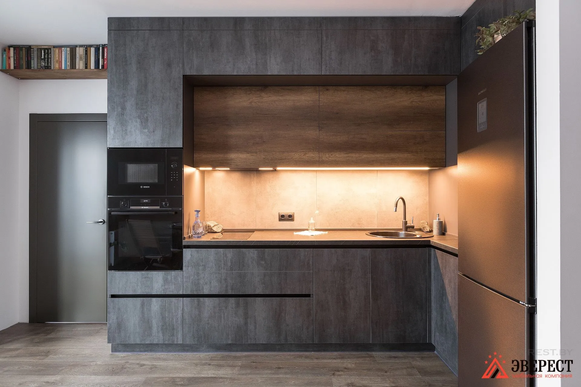 Угловая кухня в стиле лофт «Каменный лес»